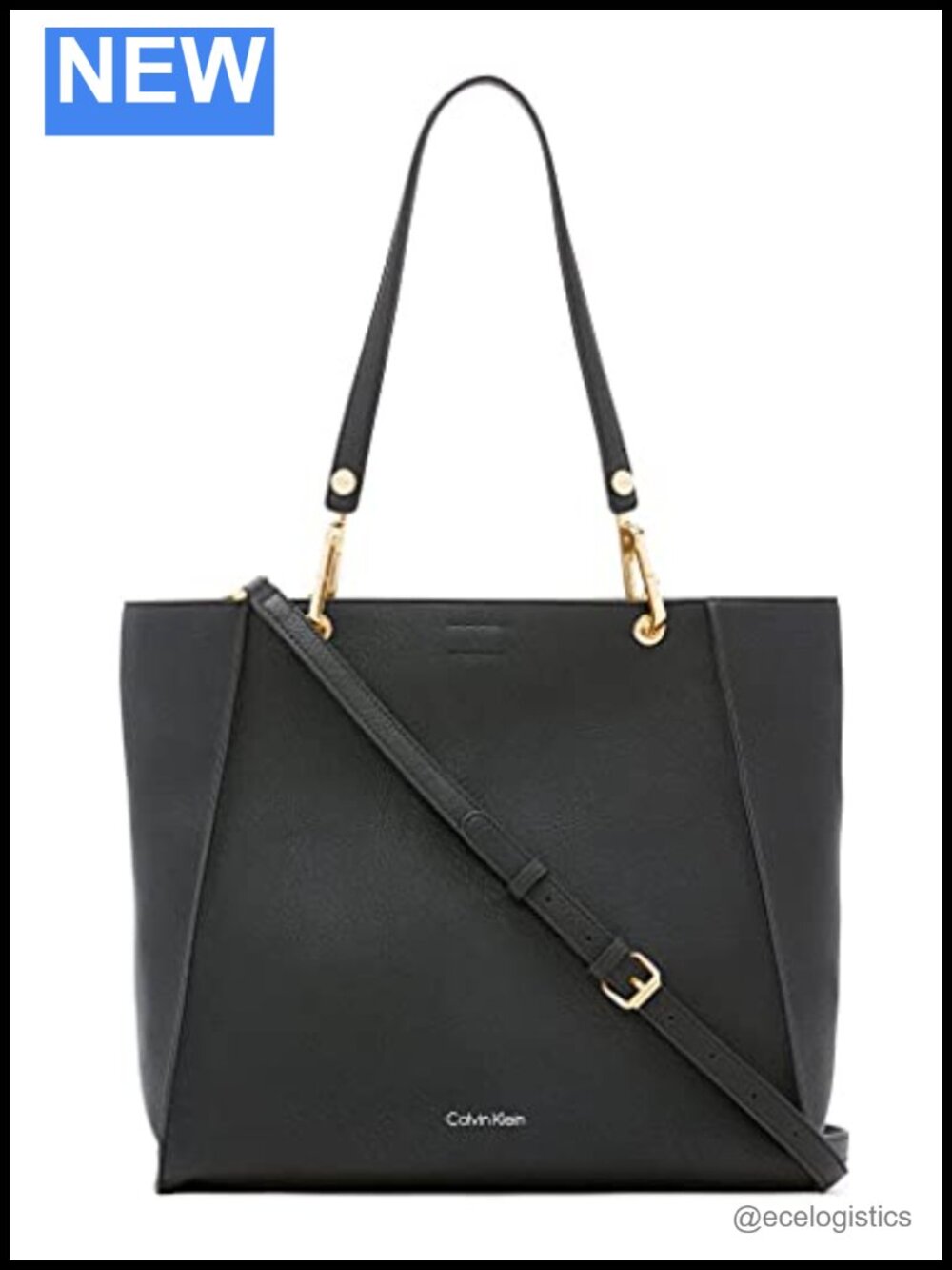 Vegan Leather Tote Bag with Pockets, Crossbody Strap, Zip Pocket, Women's